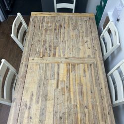 Real Wood Dining Table And 6 Chair Set 