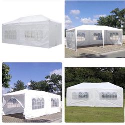 10 X 20 White Party Tent Gazebo Canopy w/ And 6 Removable Sidewalls