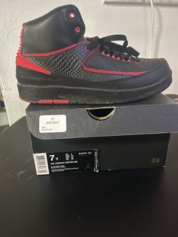 Air Jordan 2 Retro Alternate ’87 Black Red – Size 7Y / Women’s 8.5