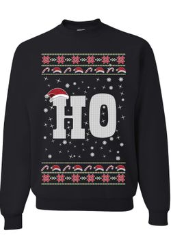 Where my Hos At Santa Ugly Christmas Sweater Unisex Crewneck Graphic Sweatshirt