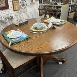 Table Antique Oak Round 48” Restored