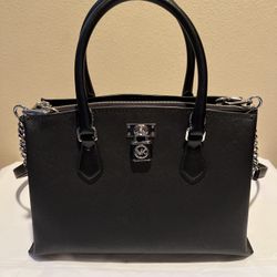 Michael Kors Ruby Medium Saffiano Leather Satchel in black