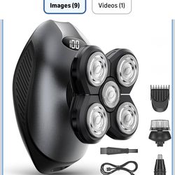 New-Electric Razor for Men, Head & Body Hair Shaver for Men, Cordless Rechargeable Wet/Dry Bald Head & Groin Waterproof Razor with Rotary Blades,Clipp