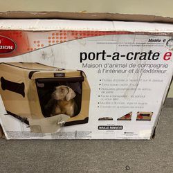 EliteField 3-Door Folding Soft Dog Crate with Carrying Bag and Fleece Bed (2 Year Warranty), Indoor & Outdoor Pet Home (36" L x 24" W x 28" H, Beige) 