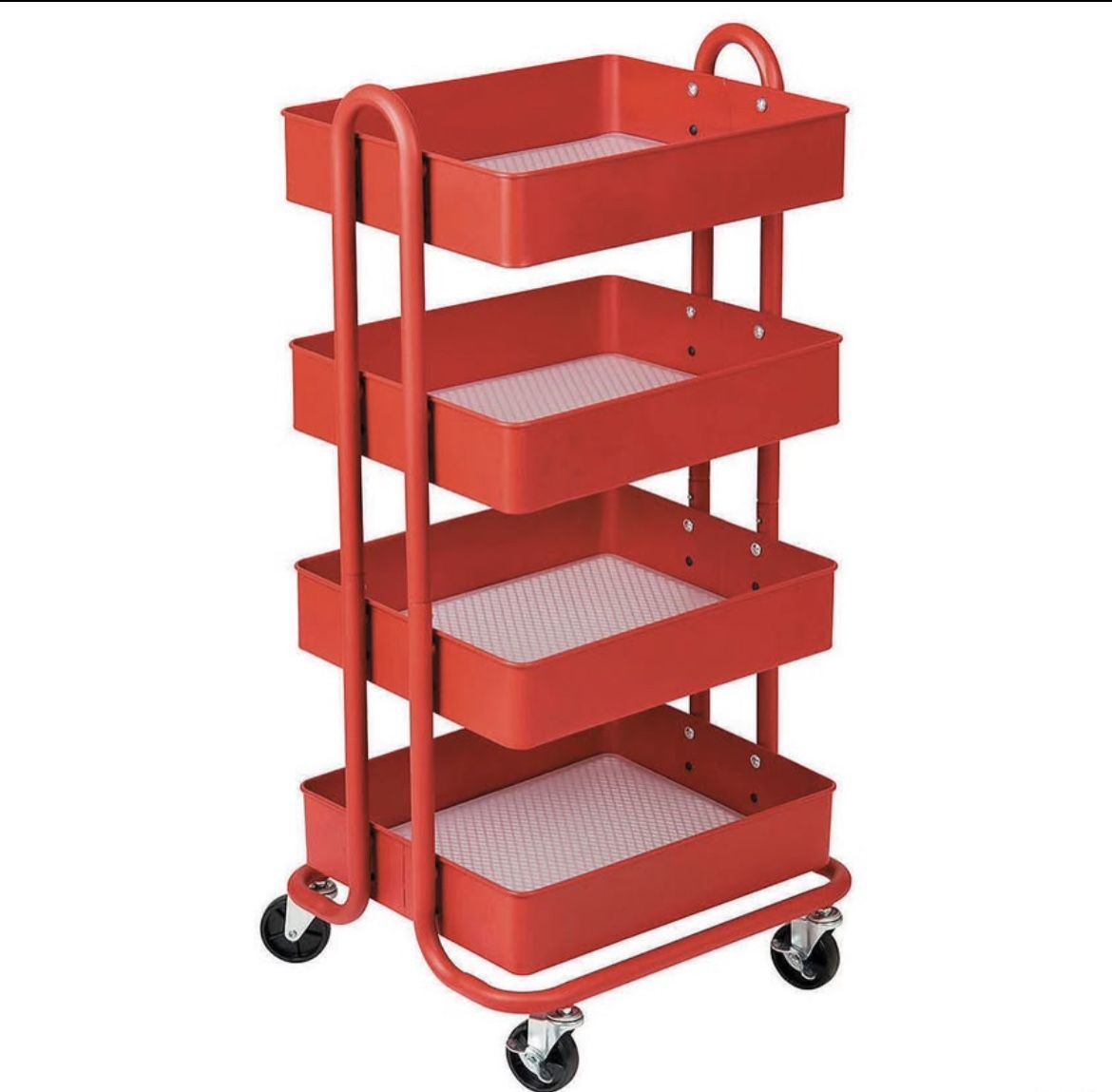 4-Tier Utility Rolling Cart, Red