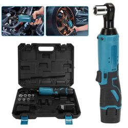 (In Stock & Fast Shipping)3/8" Cordless Electric Ratchet Wrench Set with 2 Batteries, Charger & 7 Sockets – 400RPM