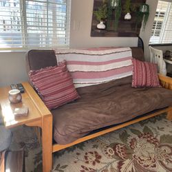 Full Size futon With Folding Side Tables 