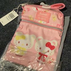 Hello Kitty & Mimmy White Teddy Bear Passport Crossbody Bag Loungefly  Brand Sanrio New With Tags