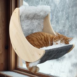 HAPYKITYS Moon Cat Window Perch Gray Faux Fur Hammock – New