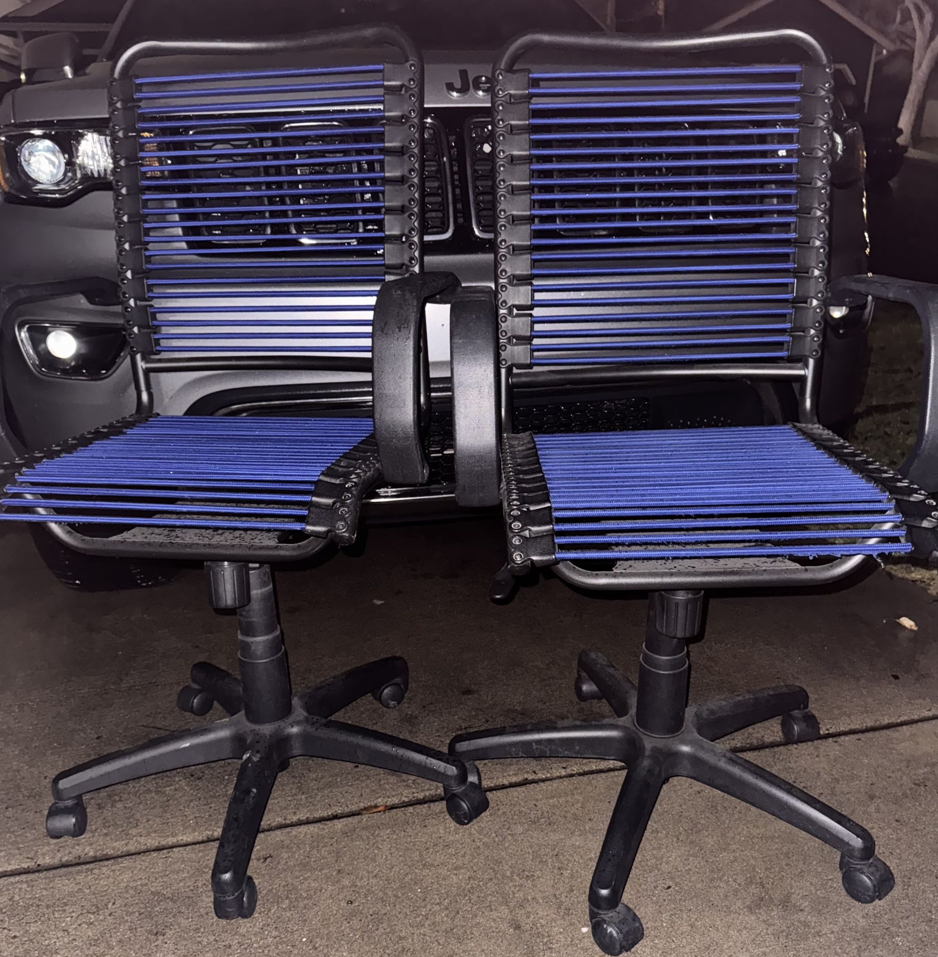 2 EURO STYLE Bradley Bungie Office Chairs in Blue with Graphite Frame and Black Base
