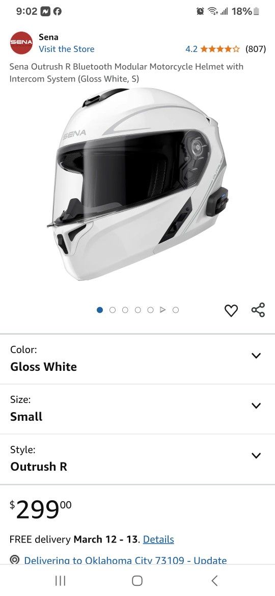 Sena Outrush Motorcycle Helmet