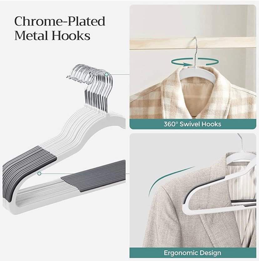 Rubber-Coated Plastic Hangers, 50 Pack Non-Slip Coat Hangers, Space-Saving  Slim Clothes Hangers, 360 Degree Swivel Hooks, Shoulder Notches, White for  Sale in West Covina, CA - OfferUp