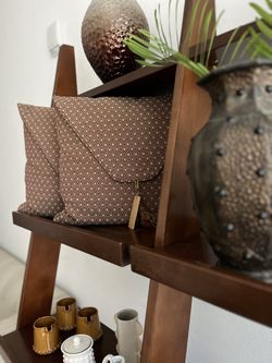 (4) 20” Brown Custom Diamond Pattern Envelope Throw pillows