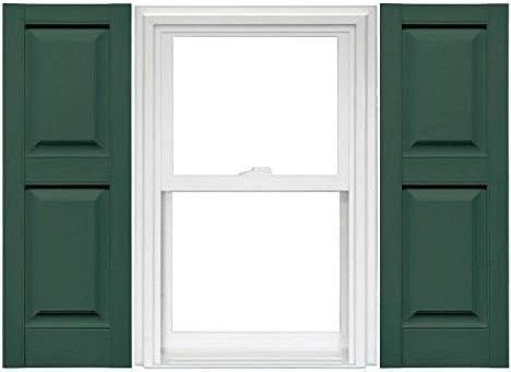 Mid America Raised Panel Vinyl Shutters (1 Pair) - 14.5 x 37, 028 Forest Green
