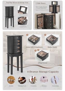 Stand Jewelry Cabinet Armoire Storage Chest Stand Organizer Wood NEW WOODLAND HILLS