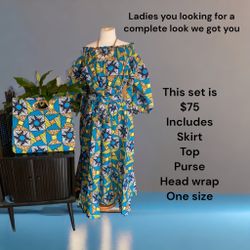 African Print Purse/ Skirt Set