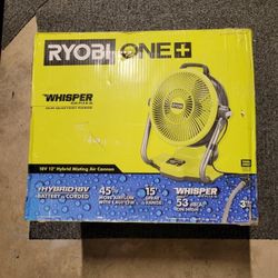 NEW RYOBI PCL850B ONE+ 18V HYBRID WHISPER SERIES 12 INCH Misting Air Cannon Fan (Tool Only)