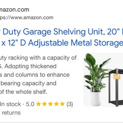 Heavy Duty Garage Shelving Unit, 20" H x 20" W x 12" D Adjustable Metal Storage Rac...