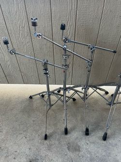 Cymbal stands, snare stands, hi-hat stand. Boom stands. Drum