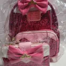 Loungefly Aurora Sequin Backpack And Wallet ((Rare)) Exclusive New With Tags 