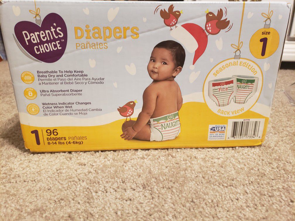 Parents Choice Christmas diapers size 1