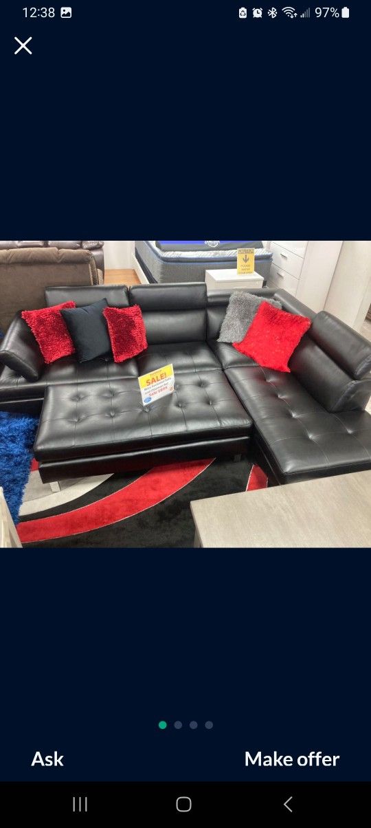 Ibiza Black Leather Sectional Sofa W/Ottoman---$899---Fantastic Deal!!!---Delivery Available