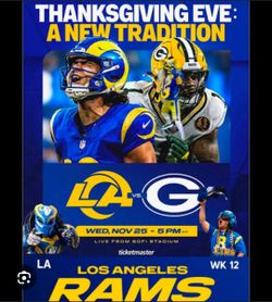 Rams vs Green Bay Packers Thanksgiving Eve November 25