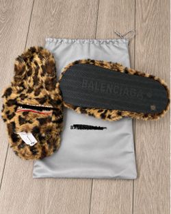 Balinciaga slides black and leopard print