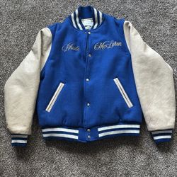 Rare Rhude x McLaren Blue & Cream Varsity Jacket