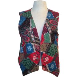 Handmade Vintage 80"s Vest Colorful Hippie Chic Vest Ladies Size Medium