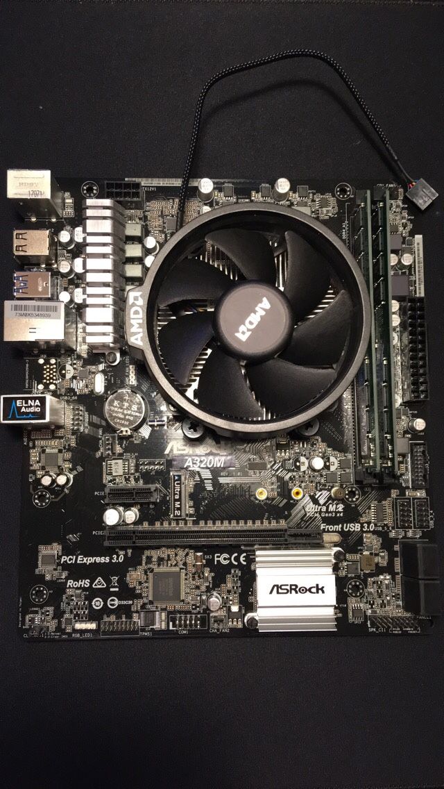 Computer Parts Asrock 320m motherboard AMD Ryzen 3 1200 Crucial DDR4 2133 8GB RAM