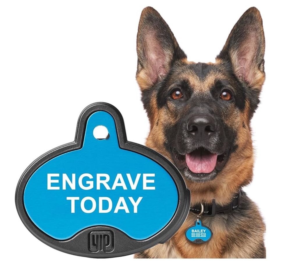 Pet ID Tag and Tracker - Works with I Phones And Samsung Galaxy Phones, Oval, 