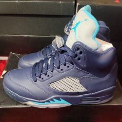 Air Jordan 5 Retro Sz8 Midnight Navy/TrqsBlue-wht