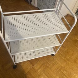 White 3-Tier Metal Rolling Cart