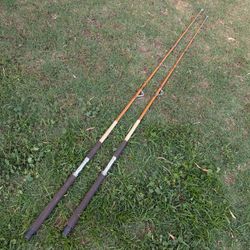 Vintage Pair: Sabre Golden Saltwater Fishing Rods Models 1771C & 1776C Nypoxy Glass Flathead Worthy 