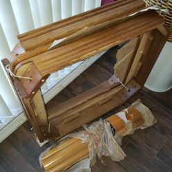Oak End Tables (2), Smoked Glass Tops