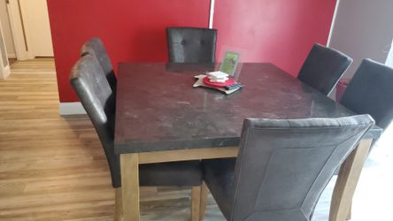 MARBLE DINING TABLE WITH 8 CHAIRS