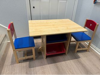 KidKraft Wooden Star Table & 2 Chair Set with Storage Bins