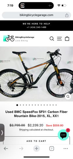 Used BMC SpeedFox SF01 Carbon Fiber Mountain Bike-2015, XL, XX1