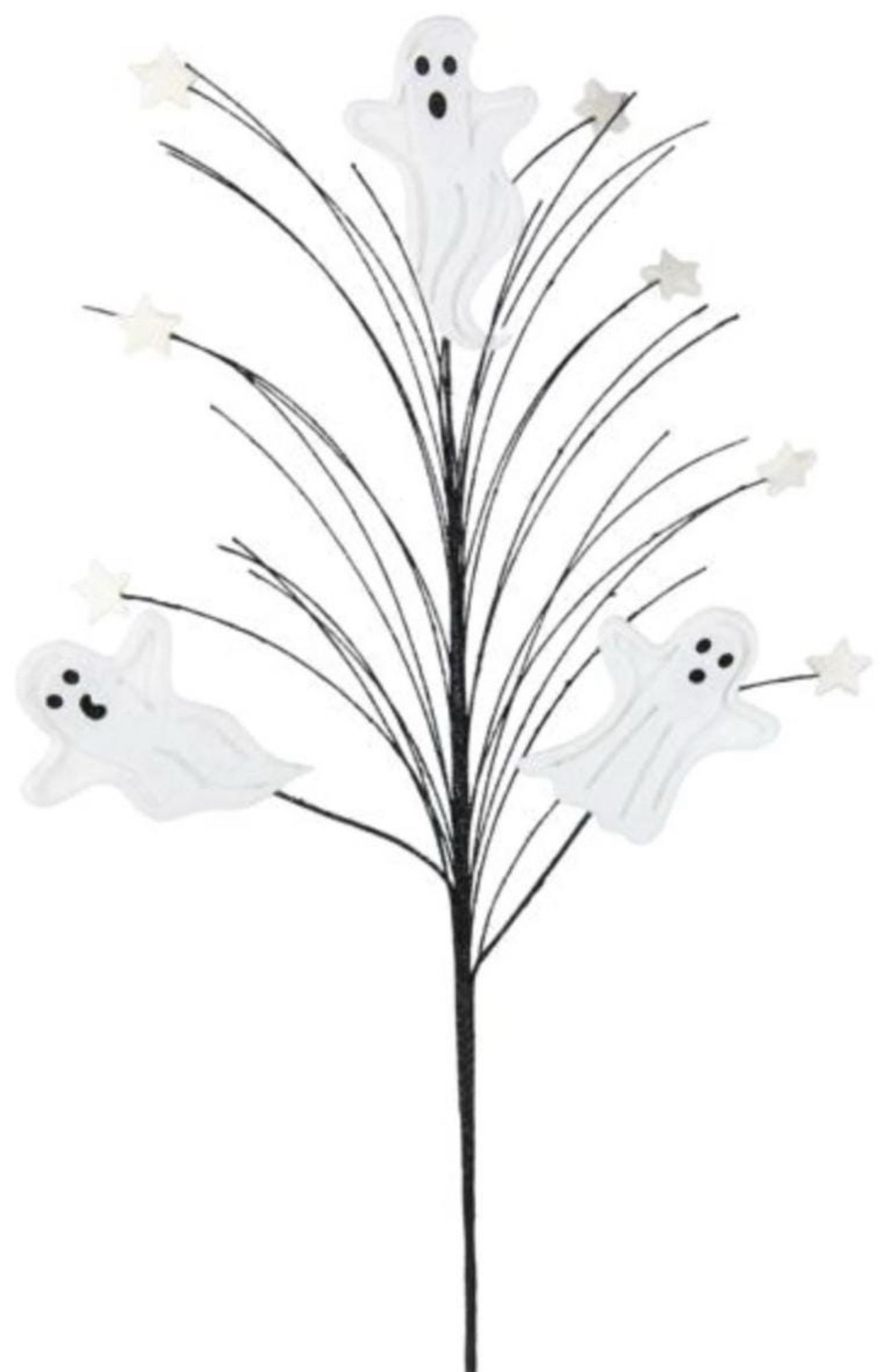 30 inch Glitter Ghost Mini Star Pick Spray - Spooky and Festive Halloween Decor