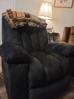 Blue Suede Recliner With Massage 