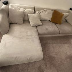 Beautiful 110inch Beige Sectional Couch