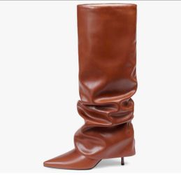 Brand new size 7 Womens Knee High Boots, Fold Over Shark Boots Stiletto Heels Slouchy Long Boot Pointed Toe Thigh High Dress Shoes Sexy Fashion Tall B