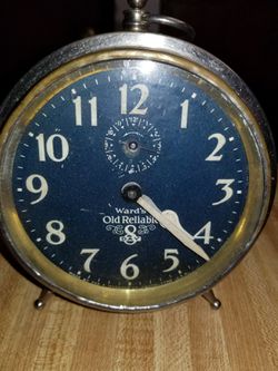 Vintage Hard To Find Ward's Old Reliable 8 Day Wind Up Clock