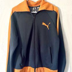 Vintage puma track jacket in a charcoal grey and orange