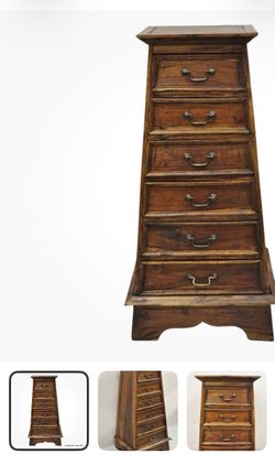 French Country Style Wooden Pyramid Dresser Lingerie Chest Side Table