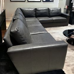 Free Delivery Grey Leather Sectional Couch 
