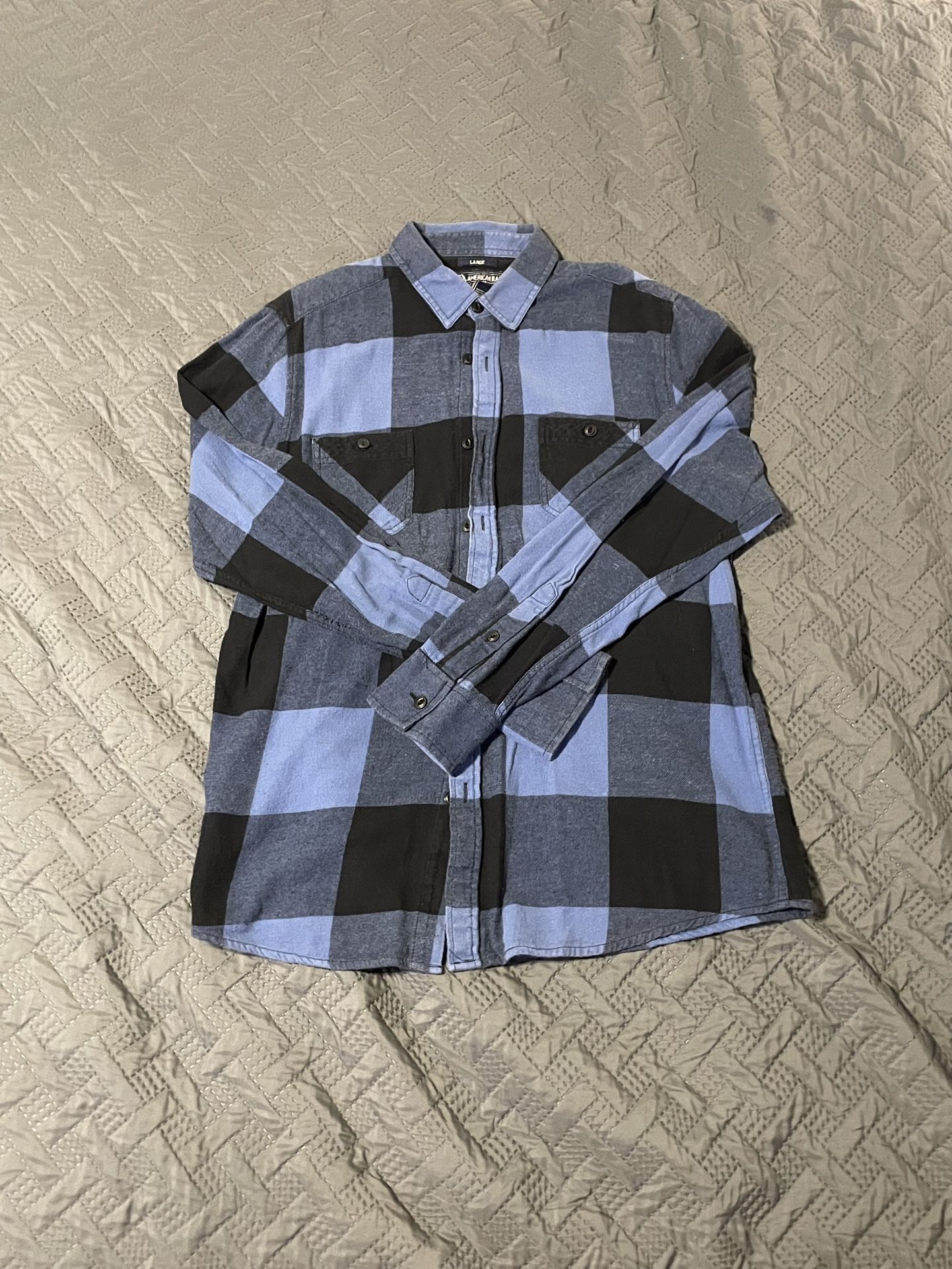 American Rag Blue and Black Plaid Men's Shirt
