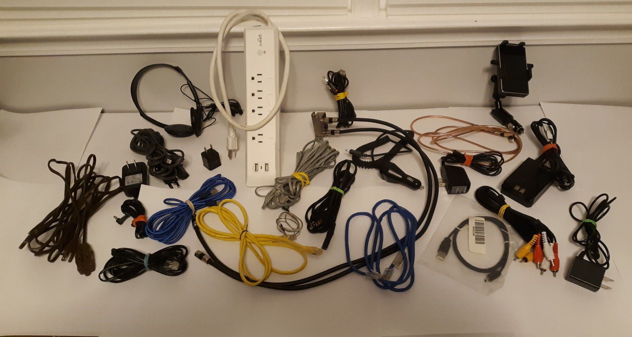 Assorted Electrical Cables, Wires, and Plugs