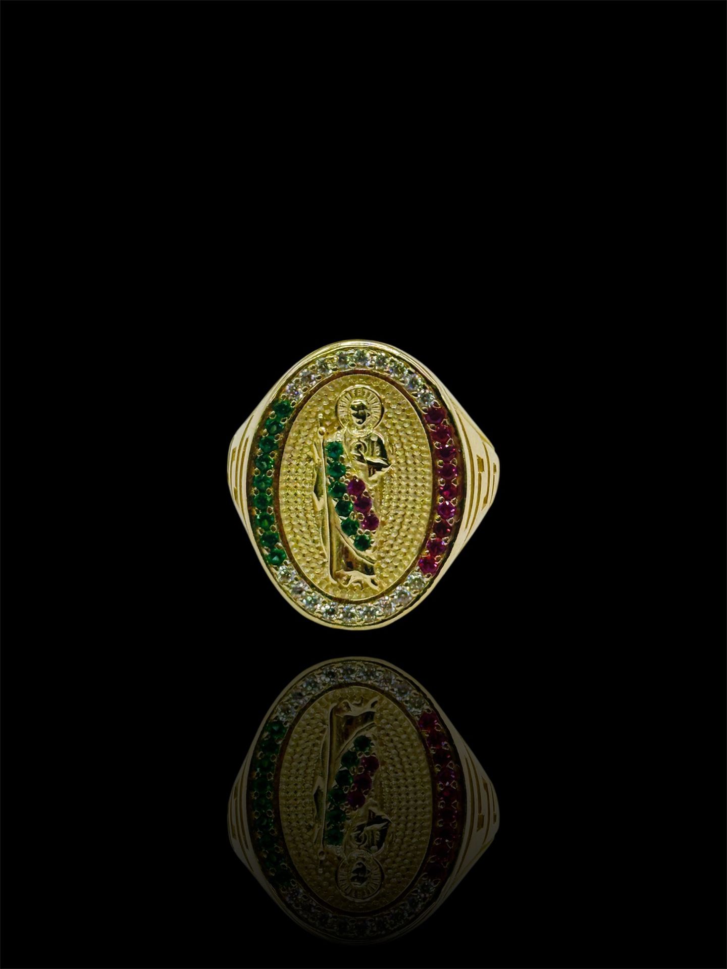14K ANILLO SAN JUDAS TADEO CON ZIRCONIA